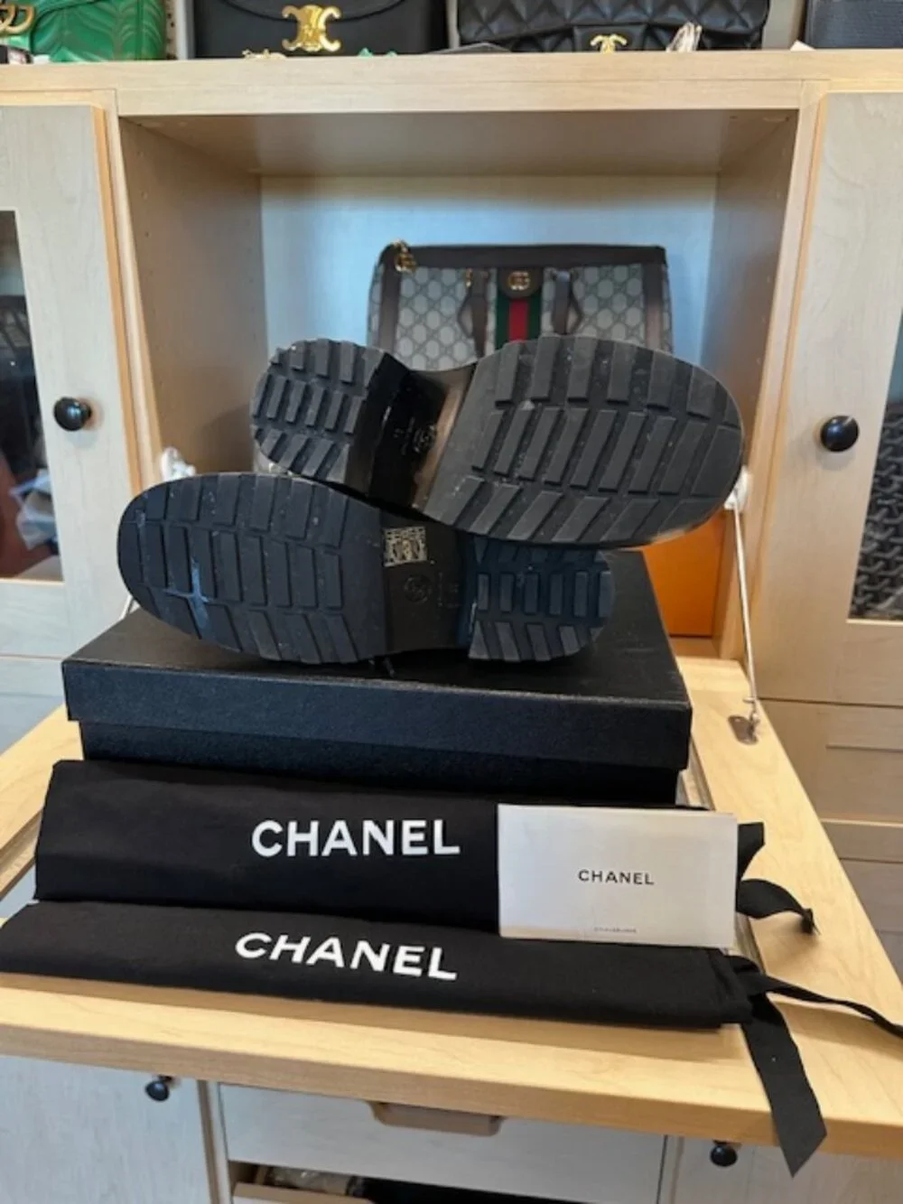 Chanel Calfskin Ankle Combat Boots Size 38